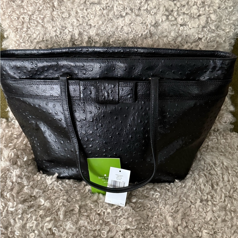 Kate Spade Ostrich Embossed Leather Tote Black | Valencia Road Harmony | NWT